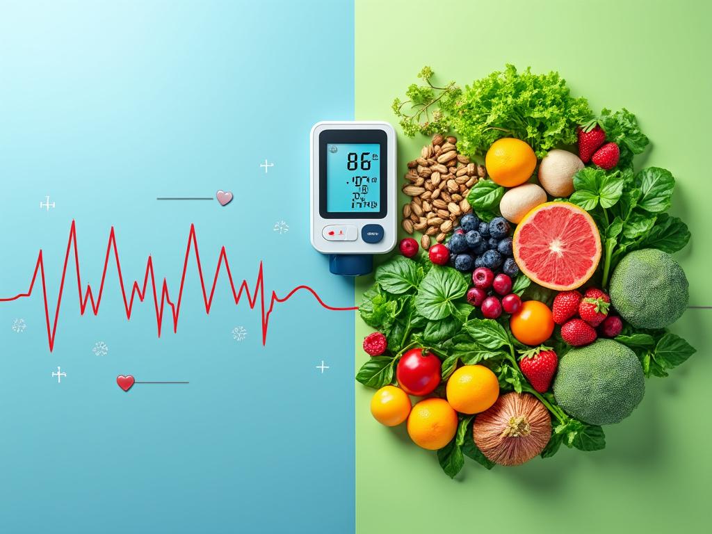 Aliments sains et tensiomètre, santé et nutrition.